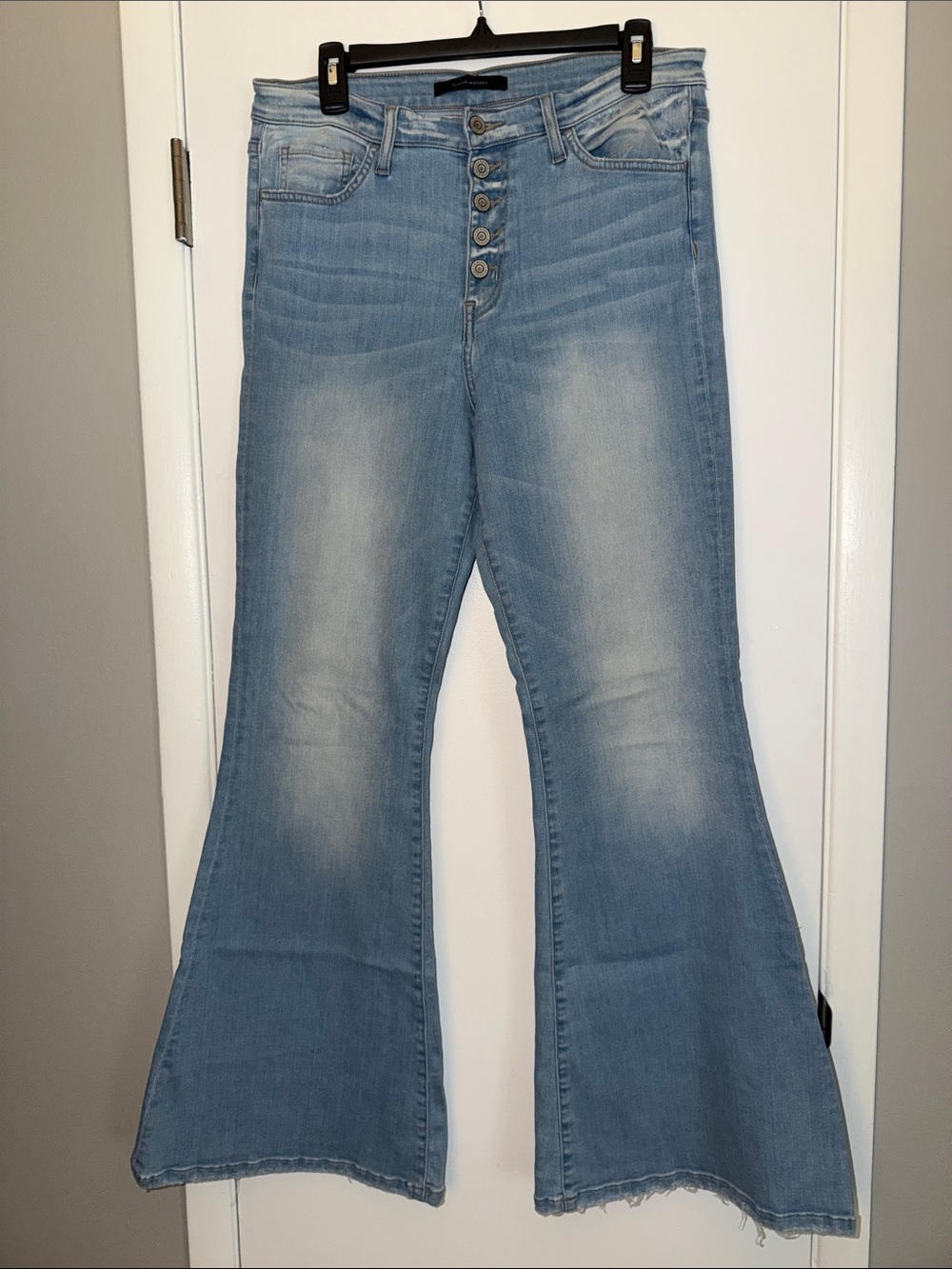 Flying Monkey Light Blue Flare Jeans with Button Fly